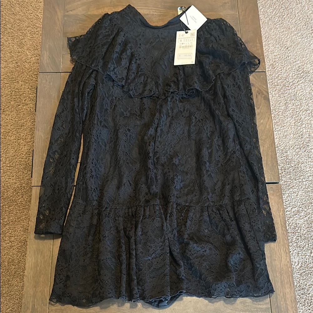 Zara Black Ruffled Romper Dress